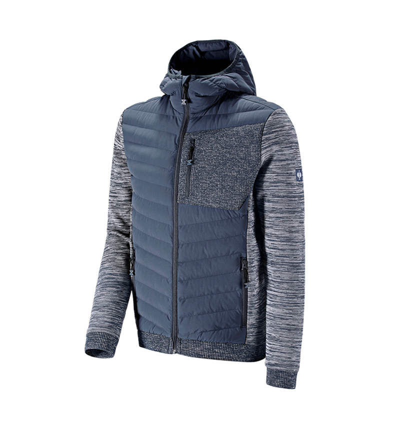 Work Jackets: Hybrid hooded knitted jacket e.s.motion ten + slateblue melange 2