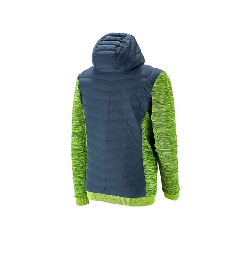 Work Jackets: Hybrid hooded knitted jacket e.s.motion ten + slateblue/high-vis yellow melange 3