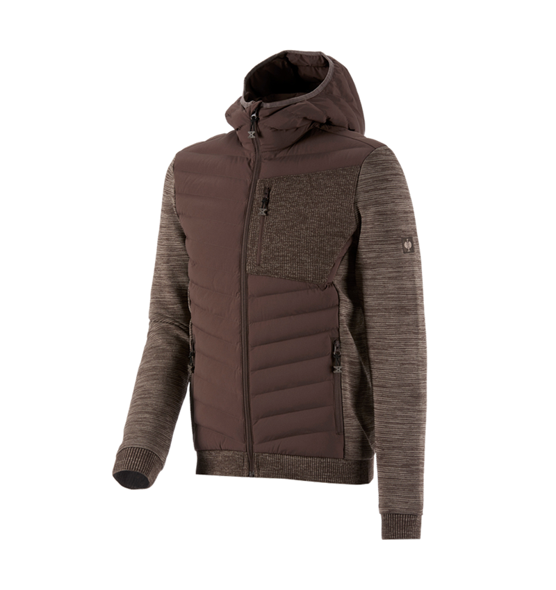 Work Jackets: Hybrid hooded knitted jacket e.s.motion ten + chestnut melange 2