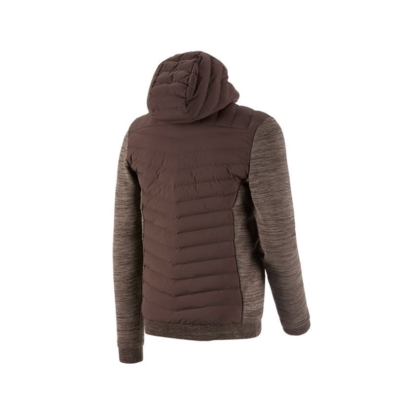 Work Jackets: Hybrid hooded knitted jacket e.s.motion ten + chestnut melange 3