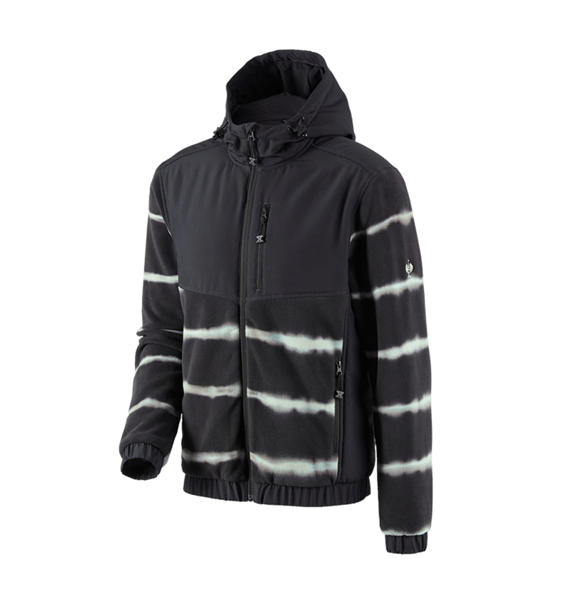 Topics: Hybrid fleece hoody jacket tie-dye e.s.motion ten + oxidblack/magneticgrey 2