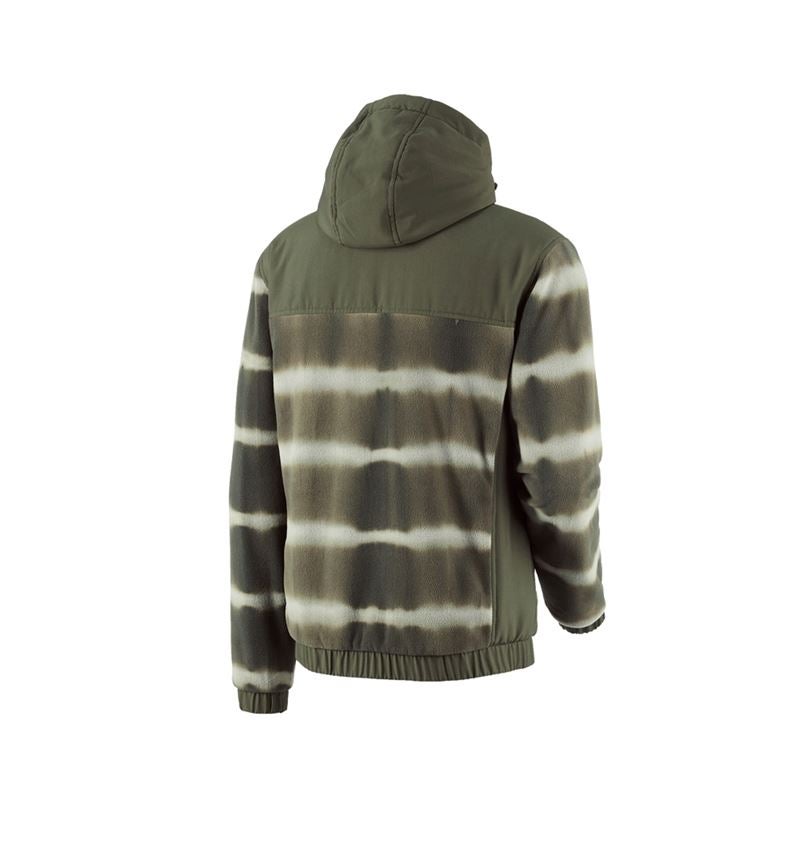 Work Jackets: Hybrid fleece hoody jacket tie-dye e.s.motion ten + disguisegreen/moorgreen 4