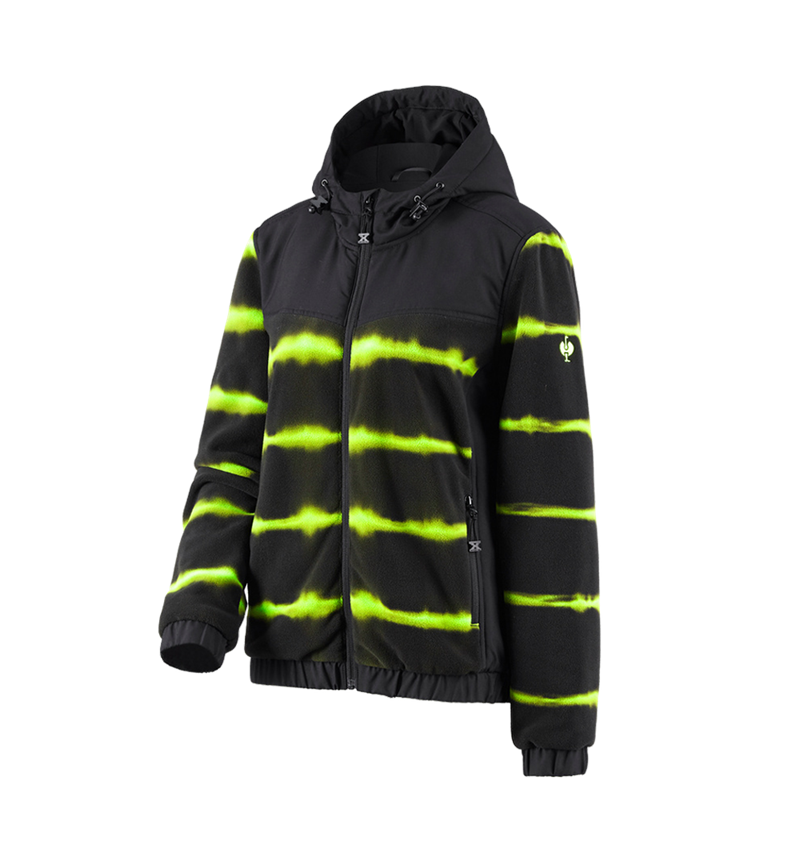 Topics: Hybr.fleece hoody jacket tie-dye e.s.motion ten,l. + black/high-vis yellow 2