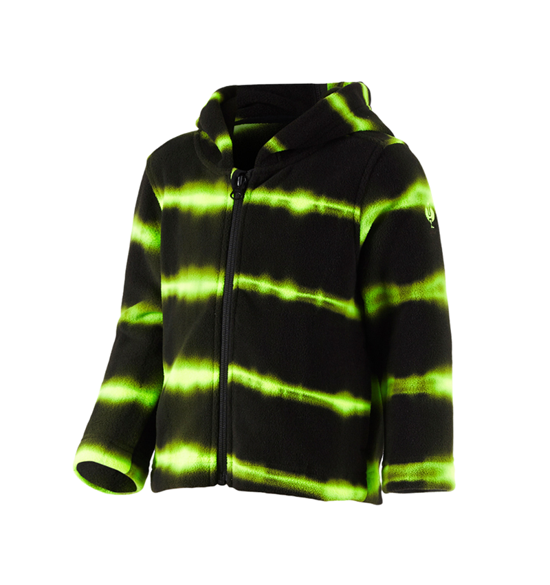 Work Jackets: Fleece hoody jacket tie-dye e.s.motion ten, child. + black/high-vis yellow 2