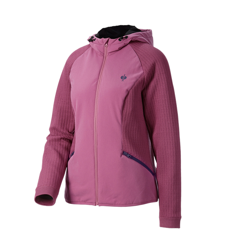 Work Jackets: Hybrid hooded knitted jacket e.s.trail, ladies' + tarapink/deepblue 4