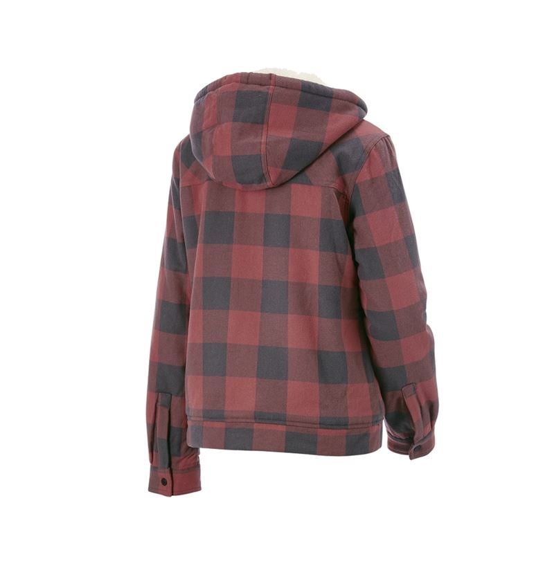 Work Jackets: Check-hooded jacket e.s.iconic, ladies' + oxidred/carbongrey 7