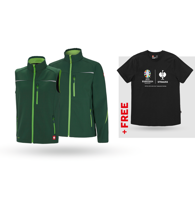 Clothing: SET:Softsh.jacket+bodywarmer e.s.motion2020+Shirt + green/seagreen