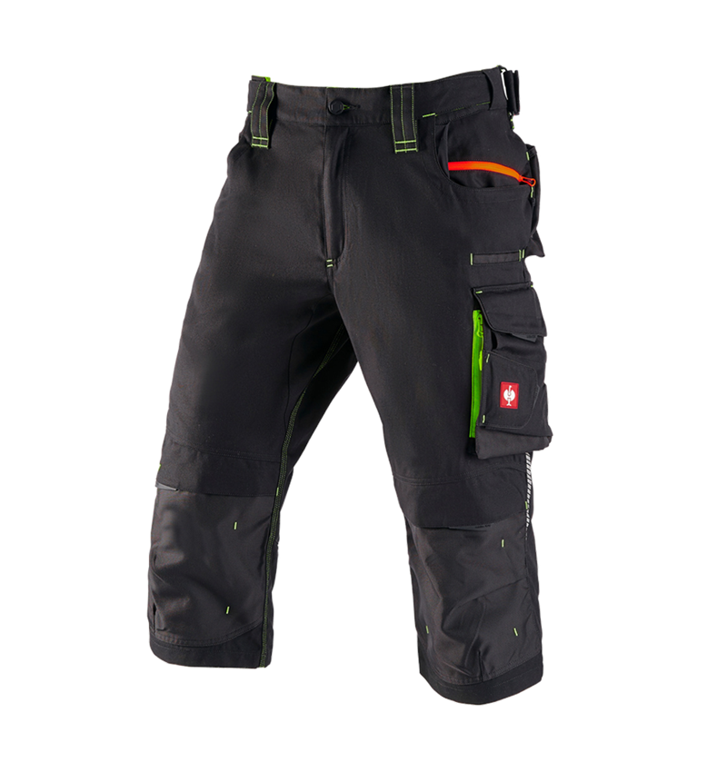 Work Trousers: 3/4 length trousers e.s.motion 2020 + black/high-vis yellow/high-vis orange 1