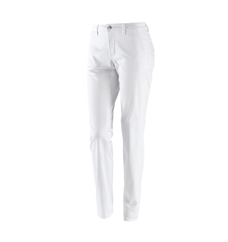Work Trousers: e.s. 5-pocket work trousers Chino, ladies' + white 2