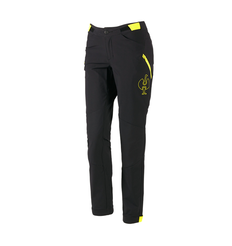 Work Trousers: Functional trousers e.s.trail, ladies' + black/acid yellow 3