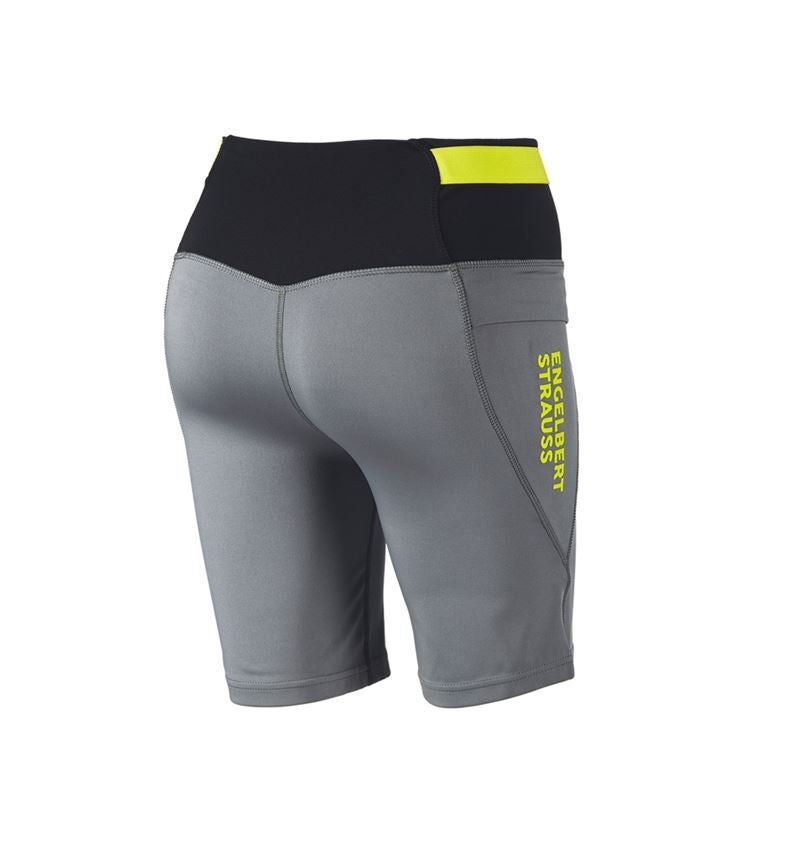 Work Trousers: Race tights short e.s.trail, ladies' + basaltgrey/acid yellow 3