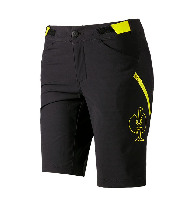 Work Trousers: Functional shorts e.s.trail, ladies' + black/acid yellow 3