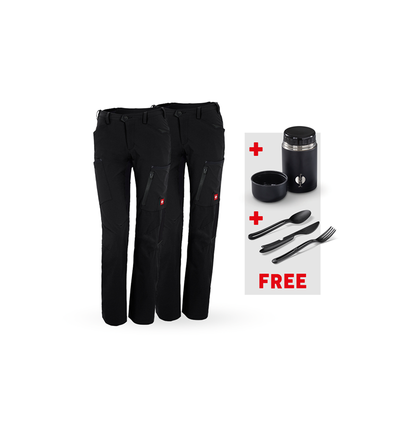 Christmas-Combo-Sets: SET: 2x Cargo trousers e.s.vision stretch, ladies' + black
