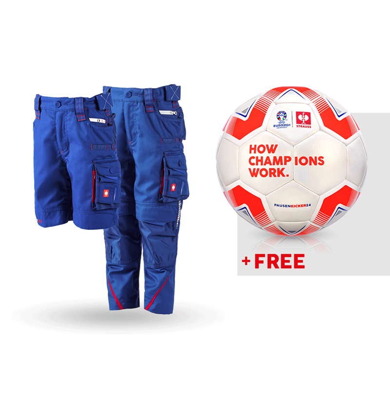 Clothing: SET: Kid's trousers + shorts e.s.motion 2020 +ball + royal/fiery red