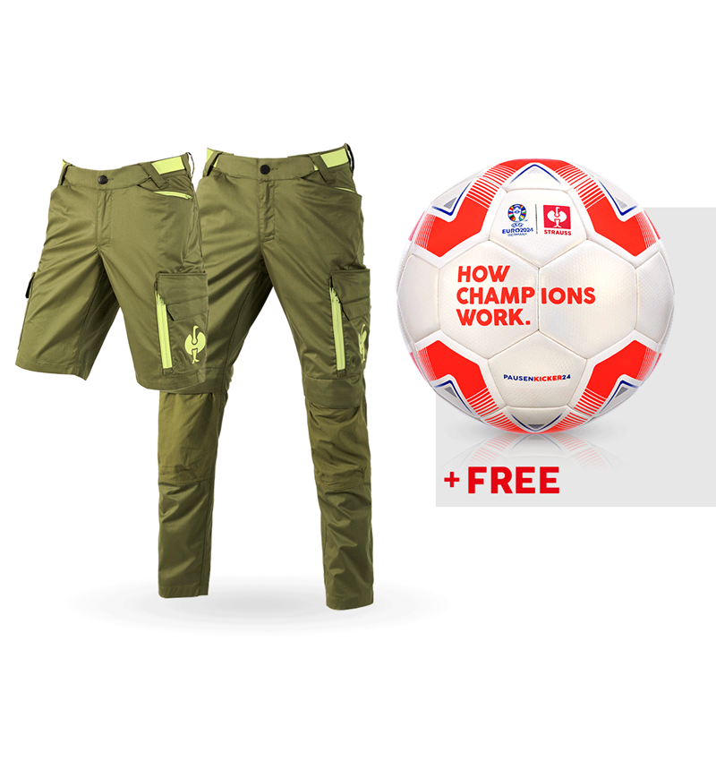 Clothing: SET: Trousers e.s.trail + shorts + football + junipergreen/limegreen