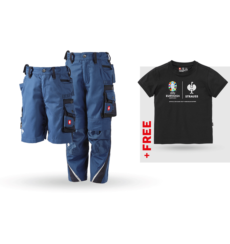 Clothing: SET: Kid's trousers + shorts e.s.motion + shirt + cobalt/pacific