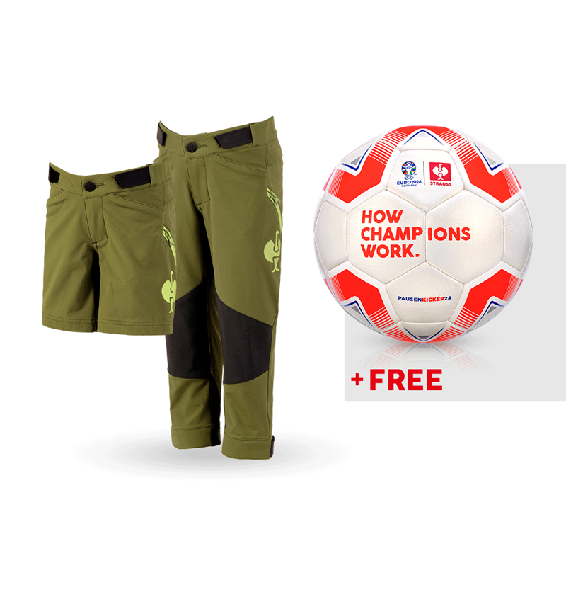 Collaborations: SET: Kid's Func.trousers e.s.trail+shorts+football + junipergreen/limegreen