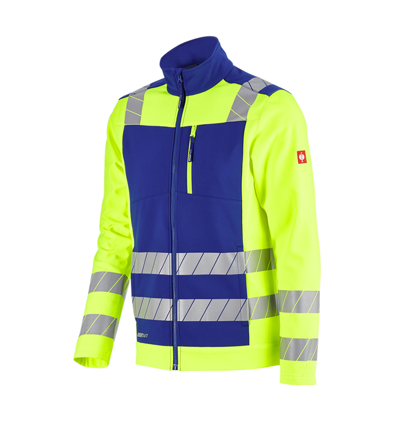 Work Jackets: High-vis softshell jacket e.s.motion 24/7 + royal/high-vis yellow 4