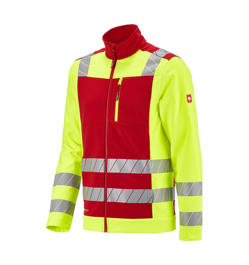 Clothing: High-vis softshell jacket e.s.motion 24/7 + red/high-vis yellow 4