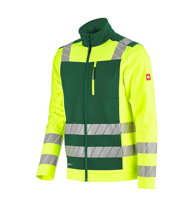 Clothing: High-vis softshell jacket e.s.motion 24/7 + green/high-vis yellow 6