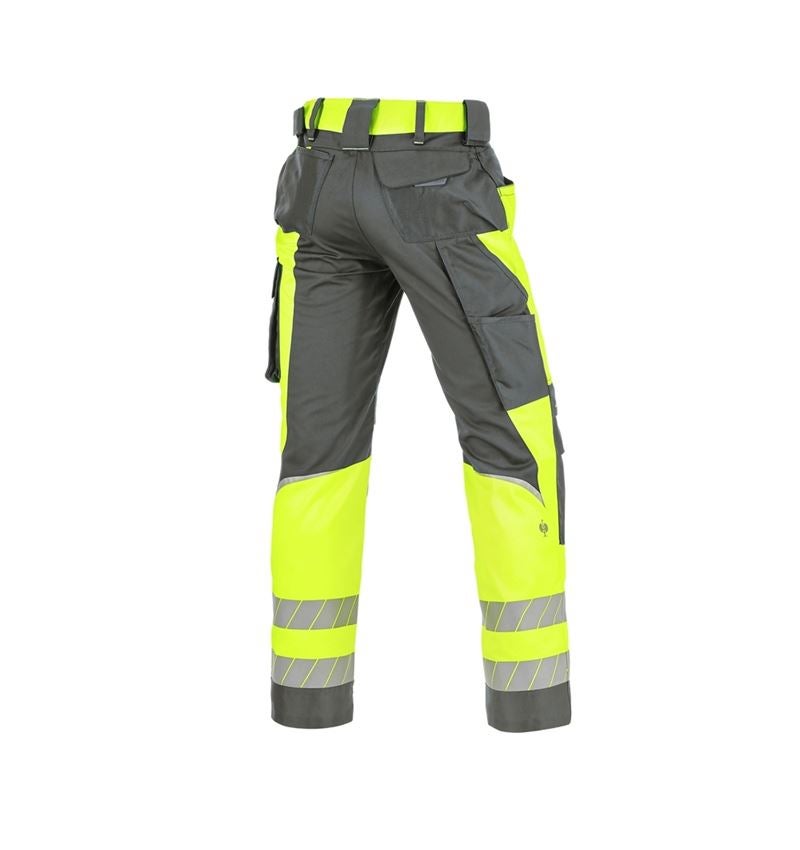 Work Trousers: High-vis trousers e.s.motion 24/7 + anthracite/high-vis yellow 13