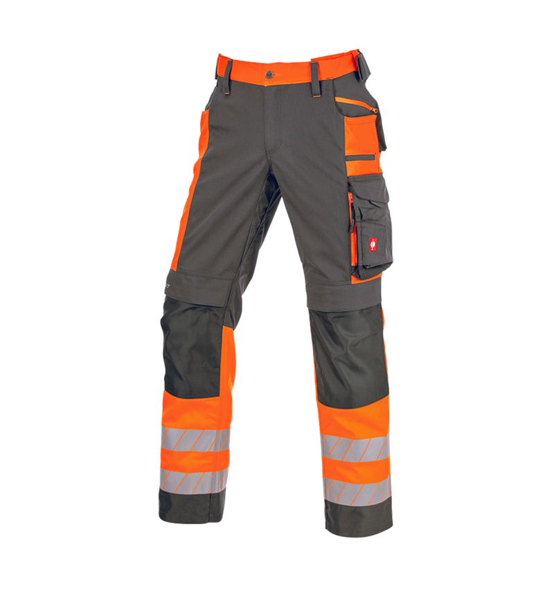 Work Trousers: High-vis trousers e.s.motion 24/7 + anthracite/high-vis orange 10