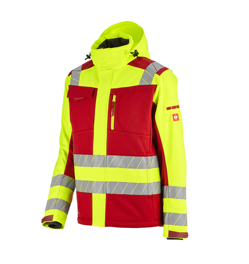 Work Jackets: High-vis winter softshell jacket e.s.motion 24/7 + red/high-vis yellow 4