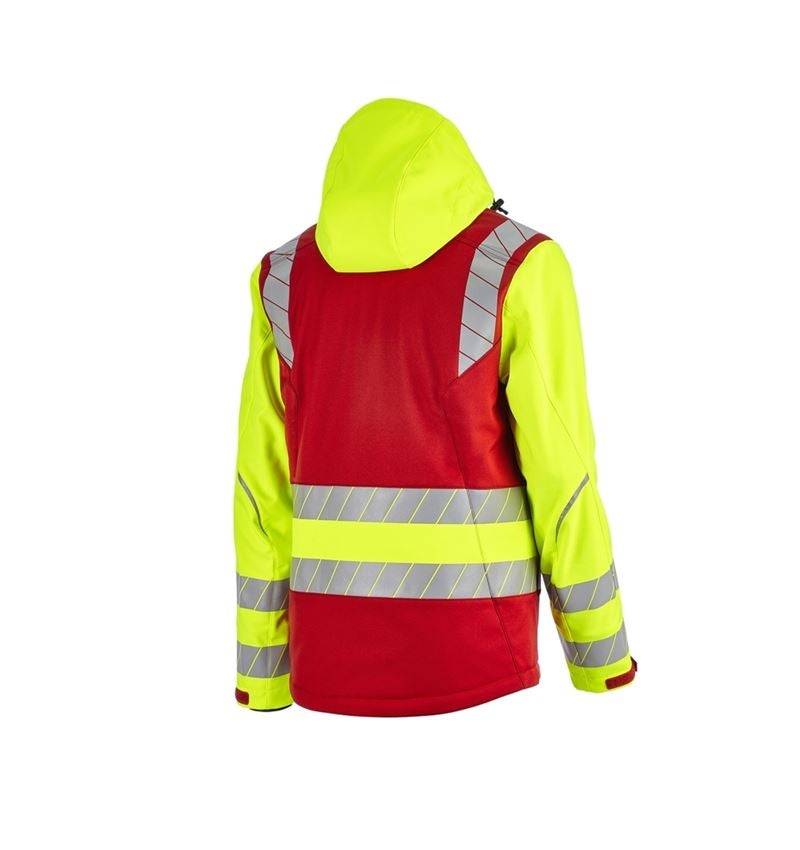 Clothing: High-vis winter softshell jacket e.s.motion 24/7 + red/high-vis yellow 5