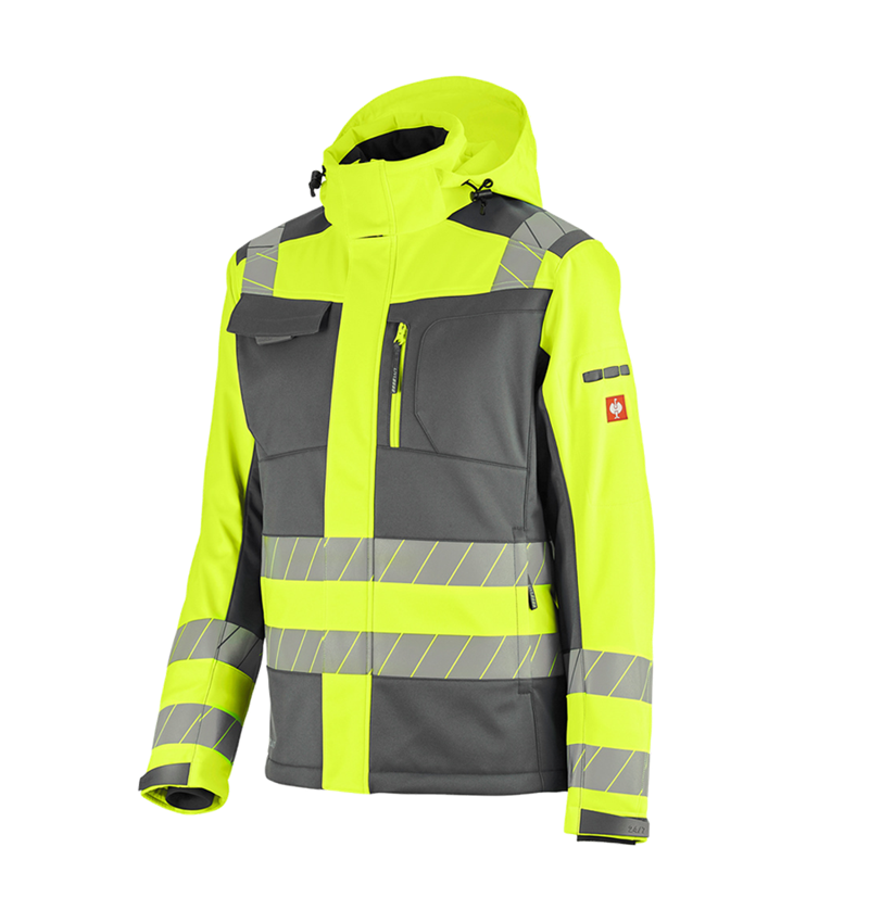 Work Jackets: High-vis winter softshell jacket e.s.motion 24/7 + anthracite/high-vis yellow 7