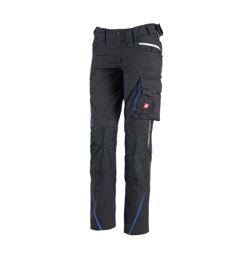 Work Trousers: Ladies' trousers e.s.motion 2020 + graphite/gentianblue 2
