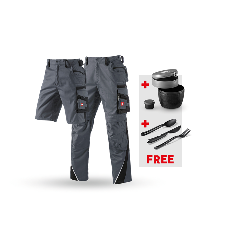 Clothing: SET: Trousers+Shorts e.s.motion+Lunchbox+Cutlery + grey/black