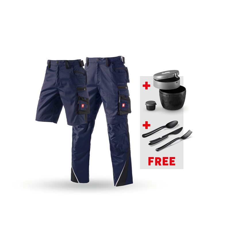 Clothing: SET: Trousers+Shorts e.s.motion+Lunchbox+Cutlery + navy/black