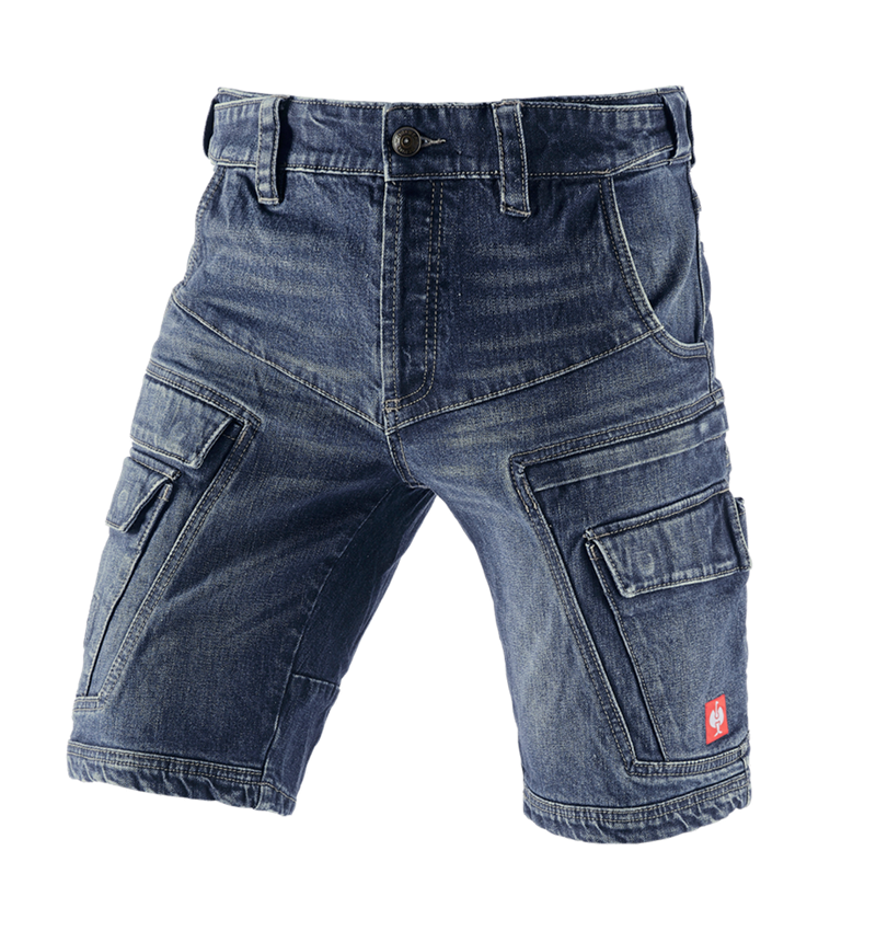 Work Trousers: e.s. Cargo worker shorts POWERdenim + darkwashed 2