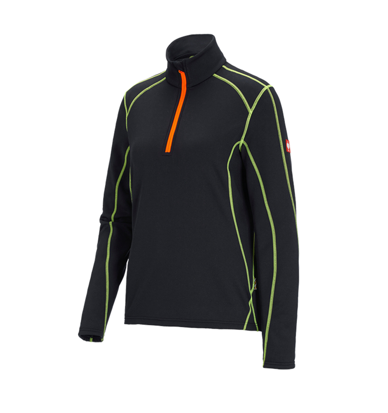 Shirts, Pullover & more: Funct.-Troyer thermo stretch e.s.motion 2020, la. + black/high-vis yellow/high-vis orange