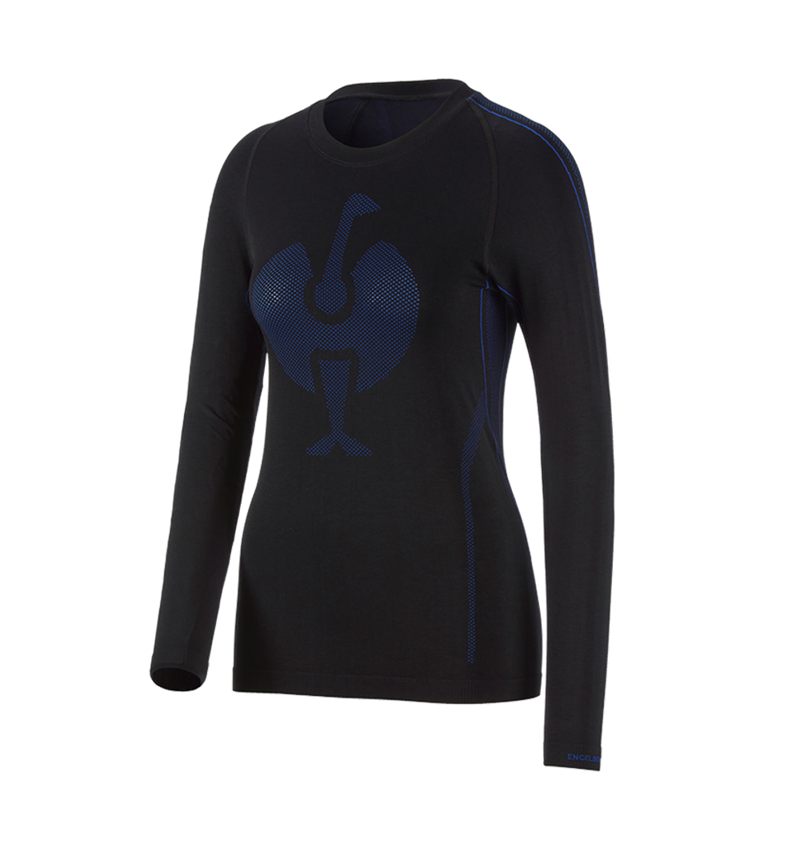 Cold: e.s. functional-longsleeve seamless-warm, ladies' + black/gentianblue 2