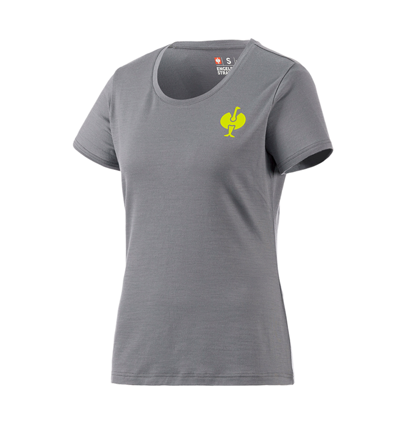 Clothing: T-Shirt Merino e.s.trail, ladies' + basaltgrey/acid yellow 2