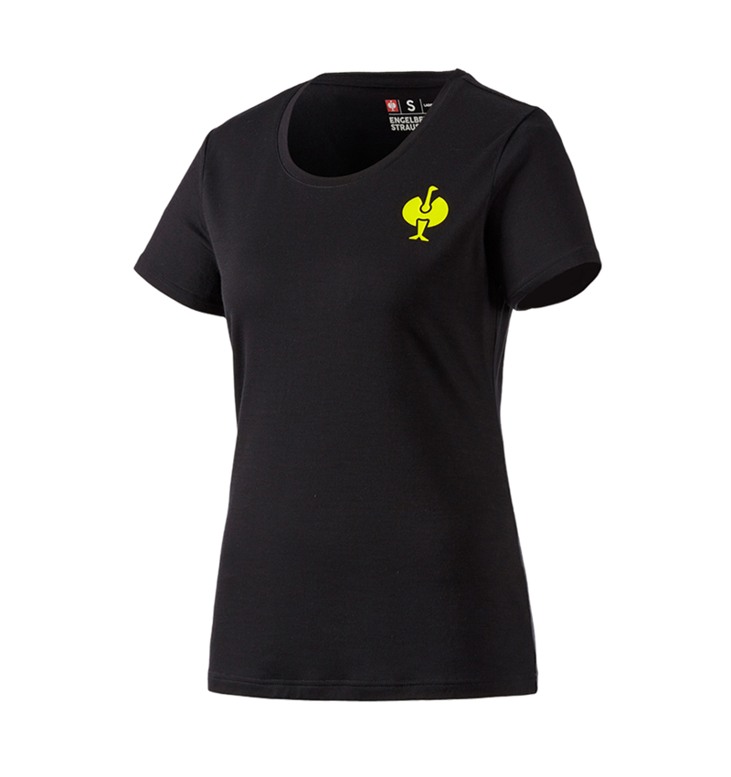 Shirts, Pullover & more: T-Shirt Merino e.s.trail, ladies' + black/acid yellow 2