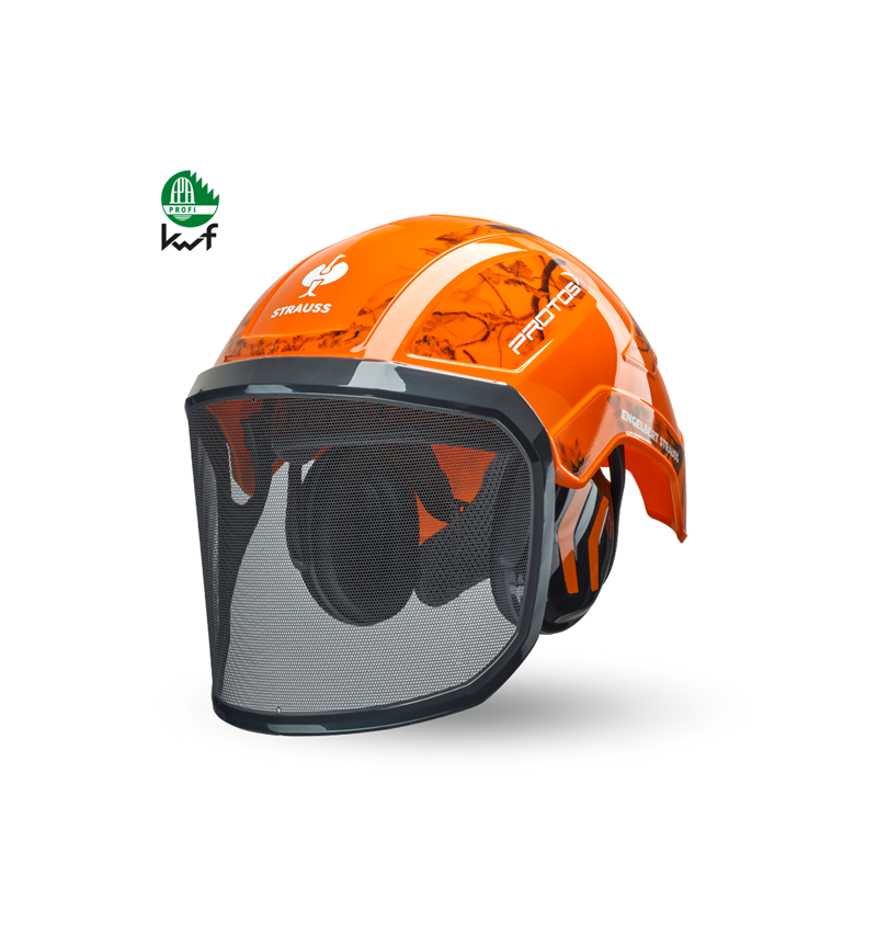 Forestry / Cut Protection Clothing: e.s. Forestry helmet Protos® + high-vis orange woodprint