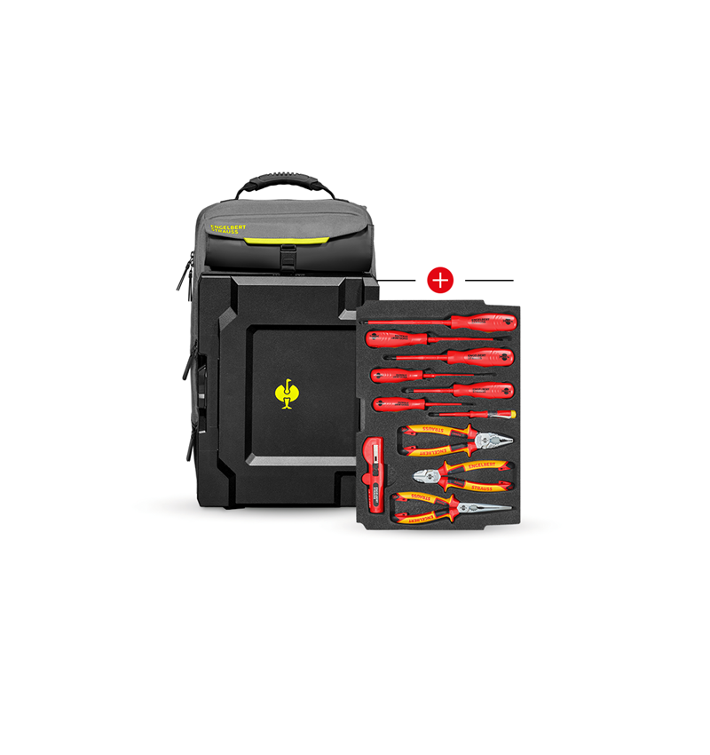 Tools: Insert Elektro Classic + STRAUSSbox backpack + basaltgrey/acid yellow