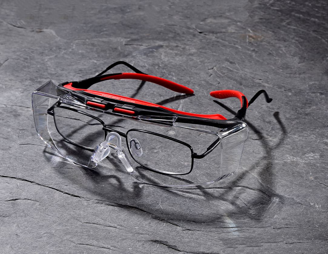 Safety Glasses: e.s. Safety glasses / over-goggles Loras + clear/red/black