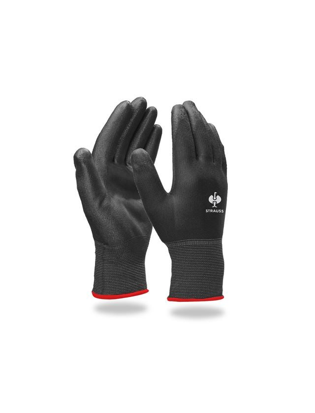 Coated: PU micro gloves + black