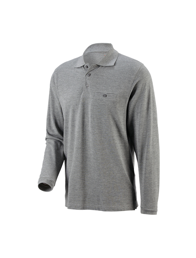 Joiners / Carpenters: e.s. Long sleeve polo cotton Pocket + grey melange