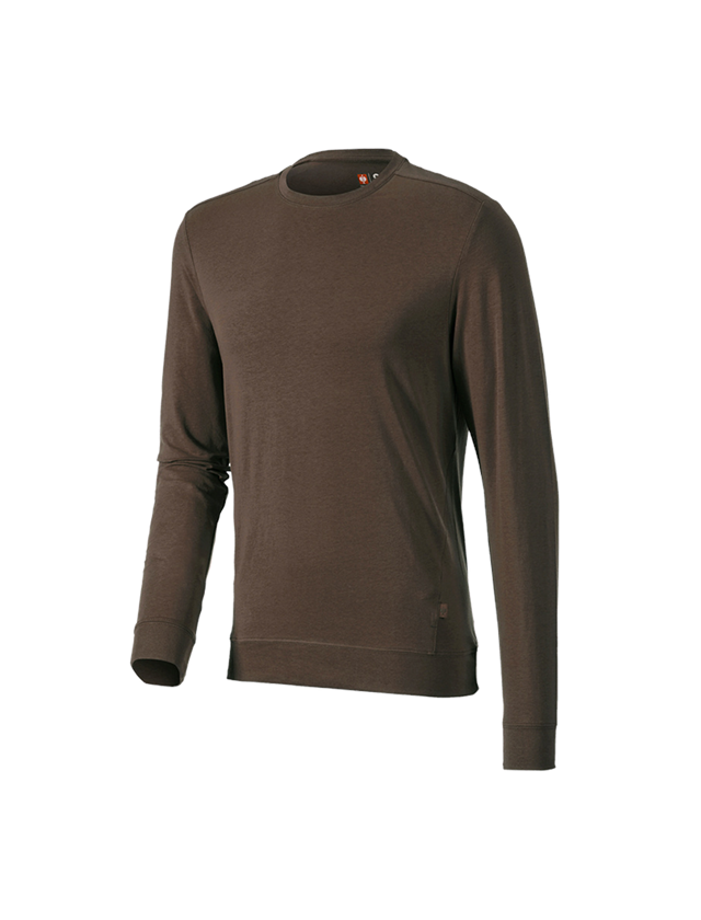 Shirts, Pullover & more: e.s. Long sleeve cotton stretch + chestnut