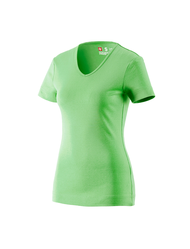 Shirts, Pullover & more: e.s. T-shirt cotton V-Neck, ladies' + apple green