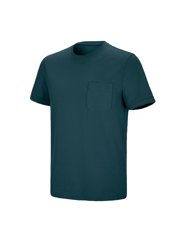 Topics: e.s. T-shirt cotton stretch Pocket + seablue