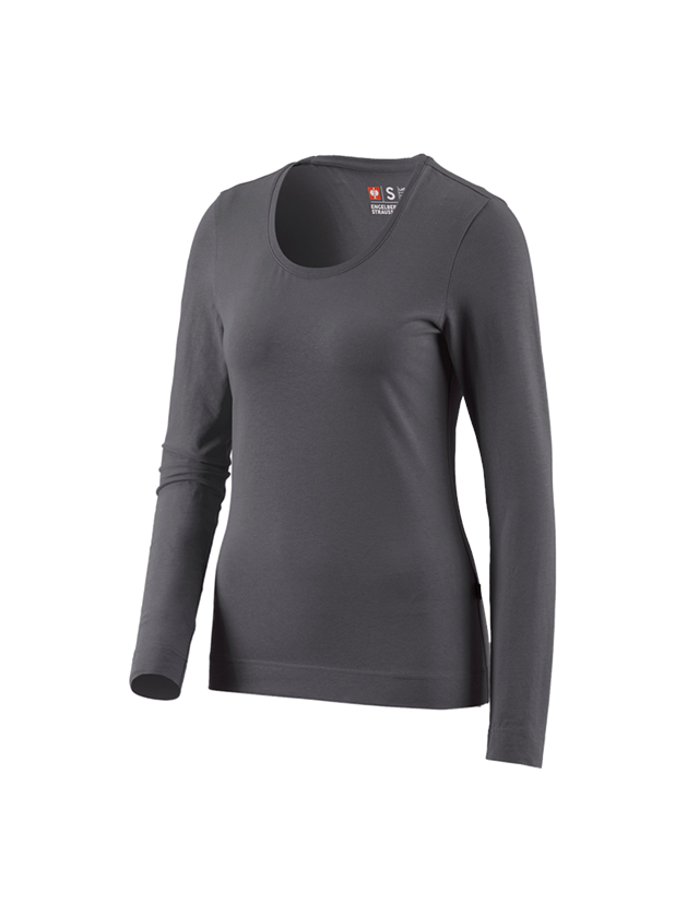 Topics: e.s. Long sleeve cotton stretch, ladies' + anthracite
