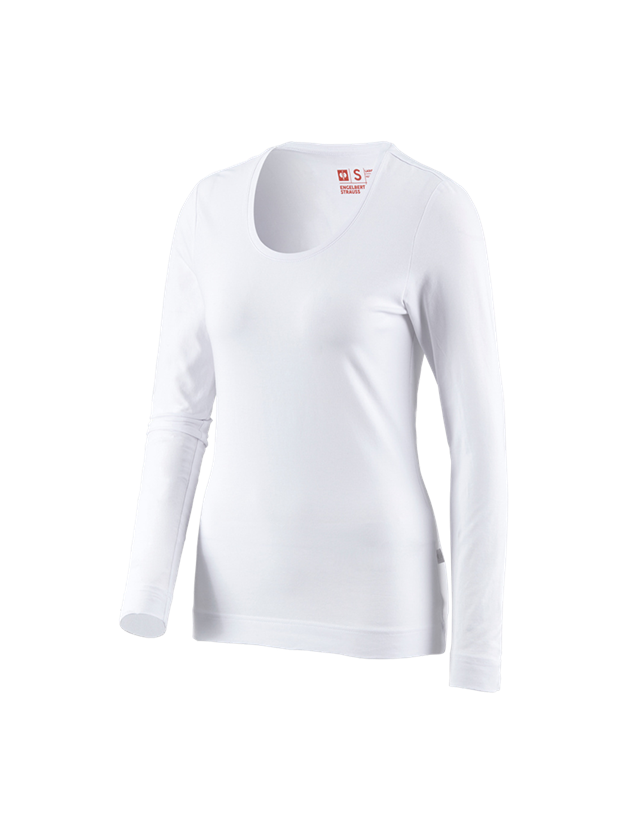 Shirts, Pullover & more: e.s. Long sleeve cotton stretch, ladies' + white