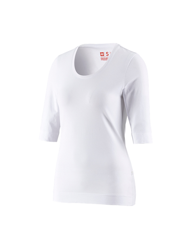 Shirts, Pullover & more: e.s. Shirt 3/4 sleeve cotton stretch, ladies' + white