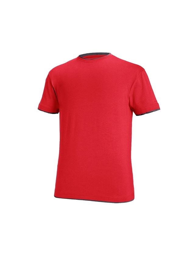 Shirts, Pullover & more: e.s. T-shirt cotton stretch Layer + fiery red/black 2