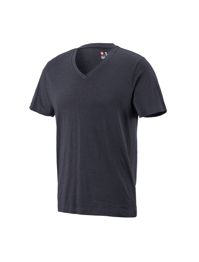 Shirts, Pullover & more: e.s. T-shirt cotton slub V-Neck + sapphire